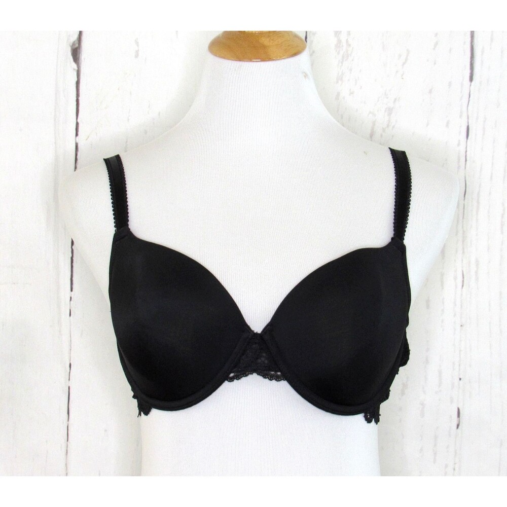 Wacoal French Garden T-Shirt Bra Size 38C Black 85340 Seamless Underwire Lace
